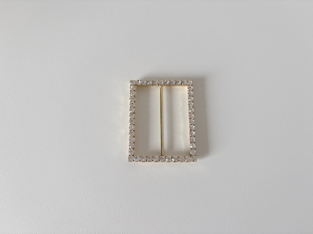 【フランス】長方形のキラキラバックル