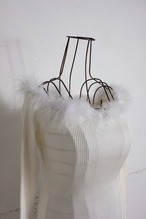 Fur design rib knit top