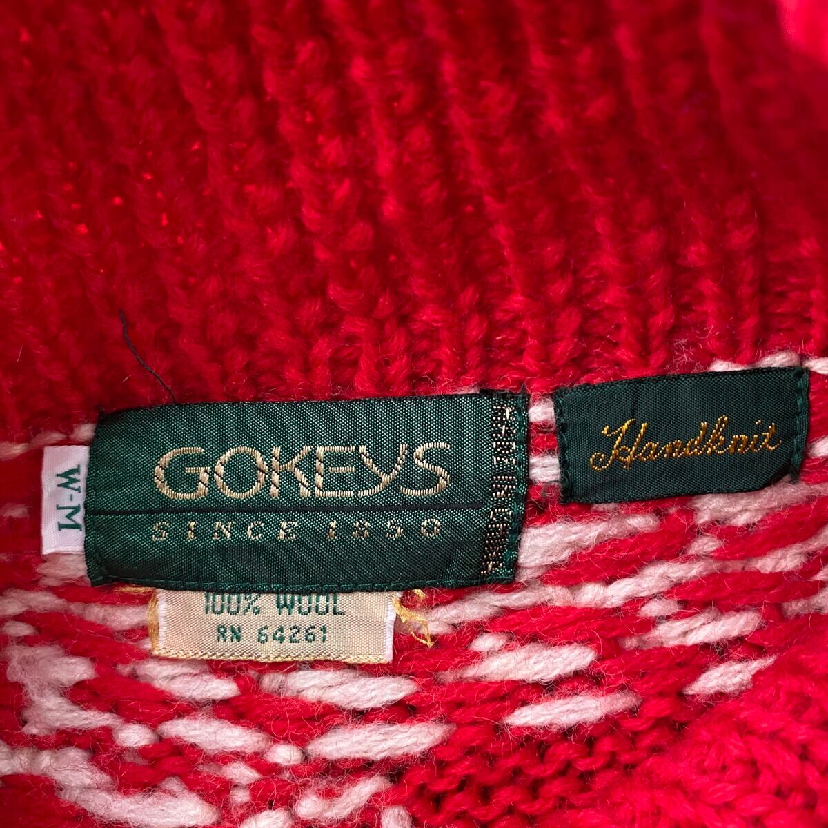 GOKEYS ノルディック柄 ウール ニットセーター レディースM ハンド 