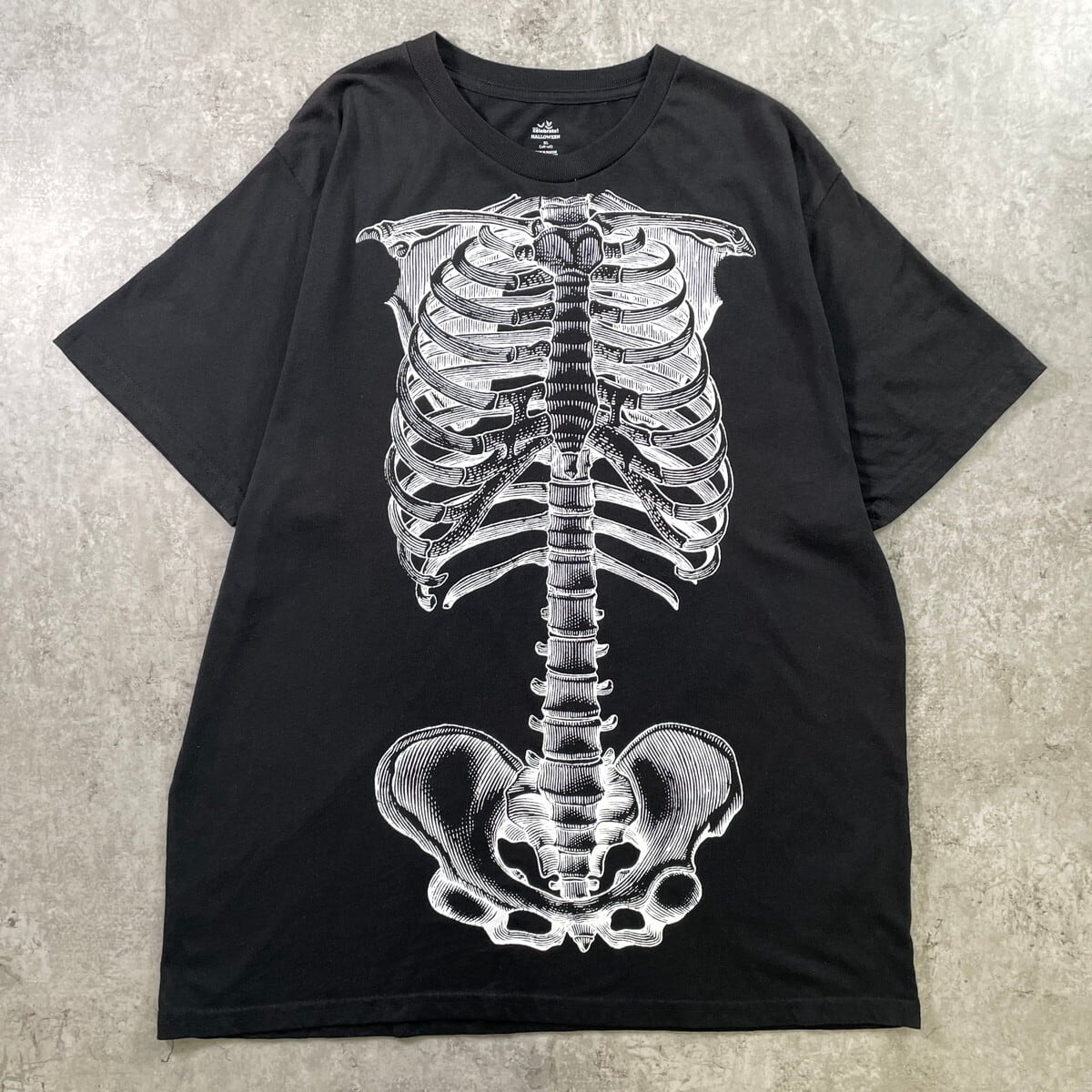 スカルボーン だまし絵 ジョーク プリントTシャツ メンズXL 古着 人体
