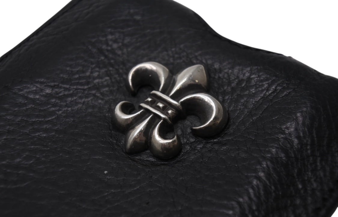 Chrome Hearts ブラックレザーカードケース クロムハーツレザーカードケース#2 3ポケット ブラック ヘビー