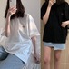 【★送料無料★】 Tシャツ ワンポイント 韓国ファッション レディース ビックTシャツ プリント シンプル 大きいサイズ ホワイト ブラック DTC-586565219386