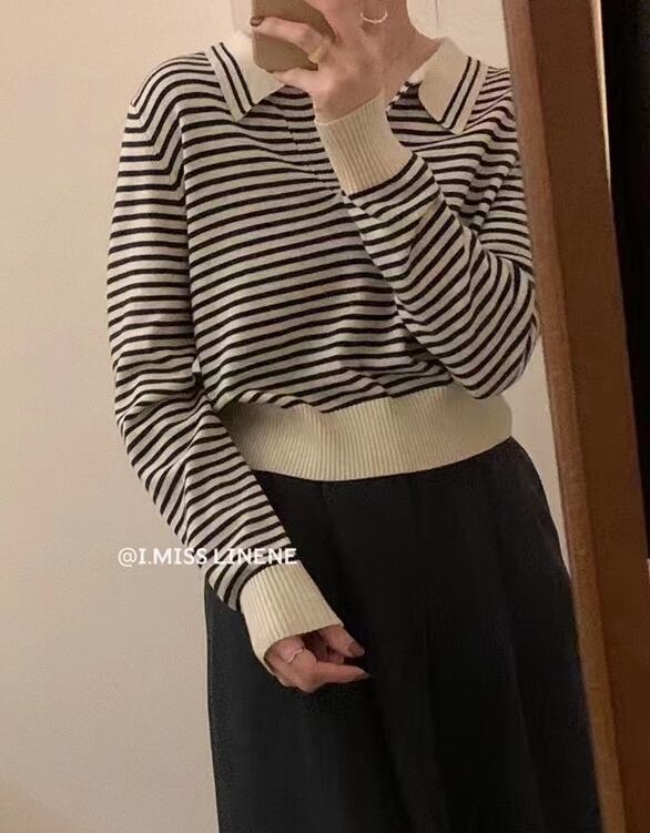 襟付きボーダーニット  AJ22085-201