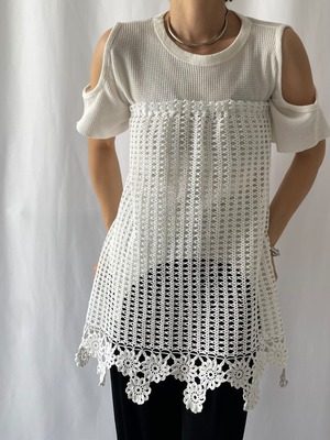 Remake crochet net lace side skirt