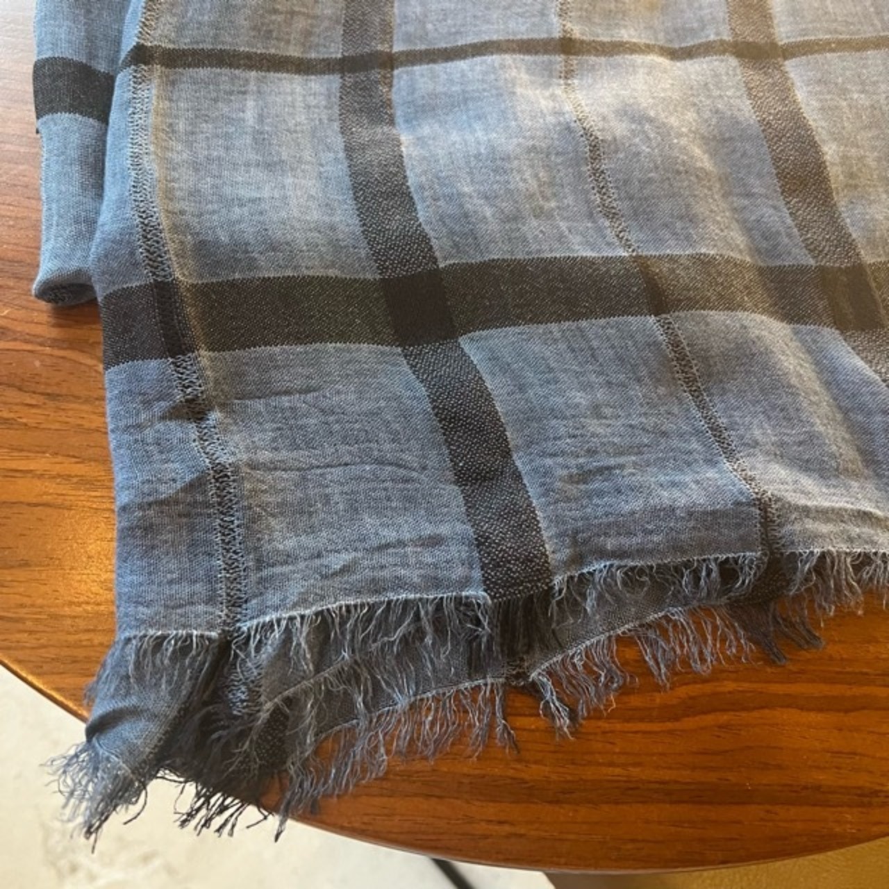 TOPANGA Accessory　Cotton & Linen Scarf　CHECK　Blue　コットン＆リネンスカーフ　チェック　ブルー　scarf　スカーフ　