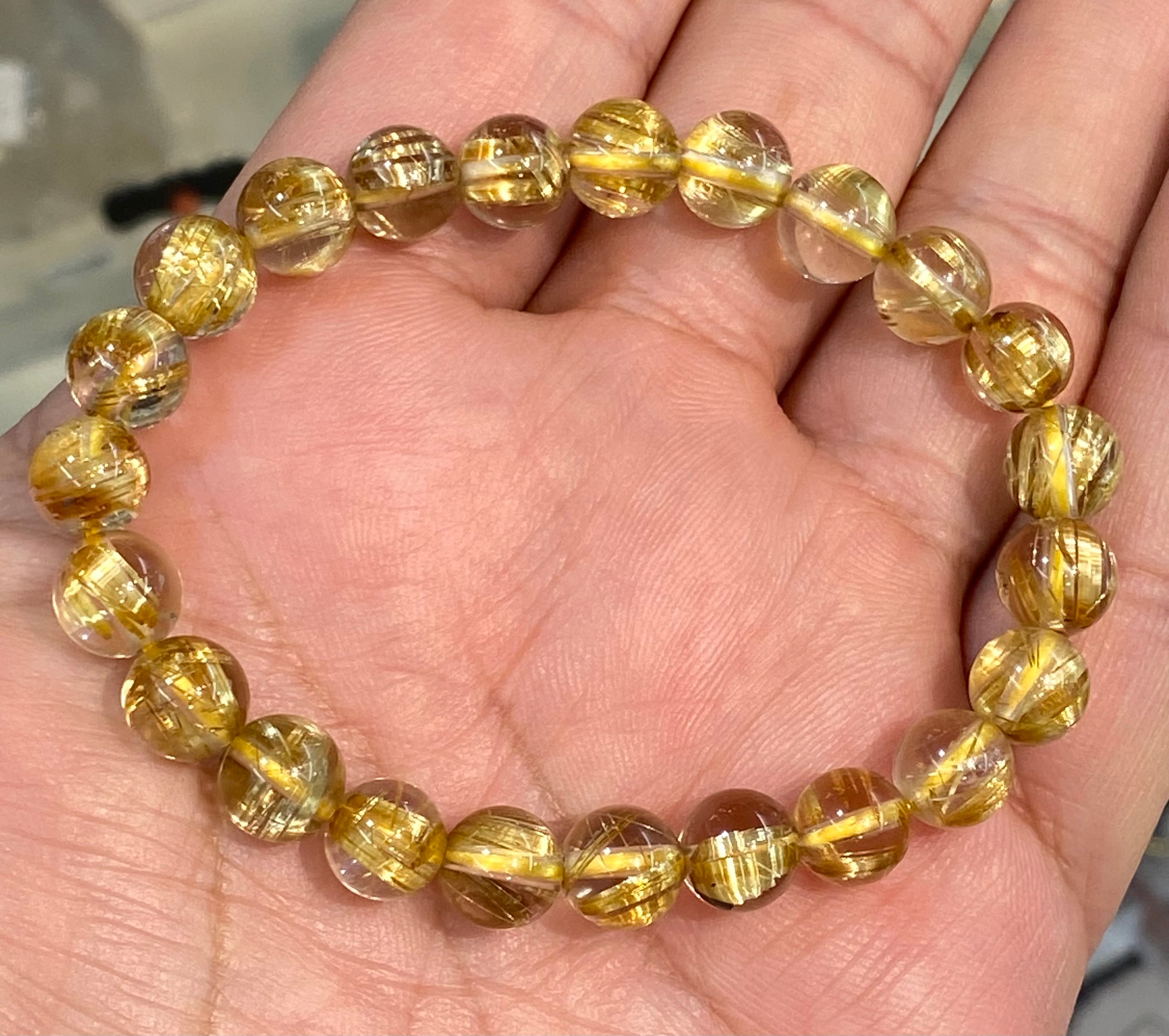 水晶+タイチンルチル ブレスレット タイチンルチル水晶ブレス | 水晶・天然石アクセサリーのお店 Takara石