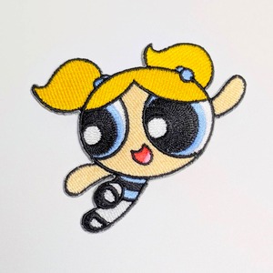 送料無料！ ★刺繍アイロンワッペン★【 The Powerpuff Girls ( パワーパフガールズ ) 】バブルス〚アメリカン雑貨 アメトイ〛