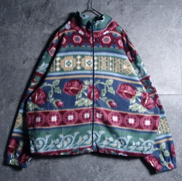 "alia petites" flower native pattern fleece jacket