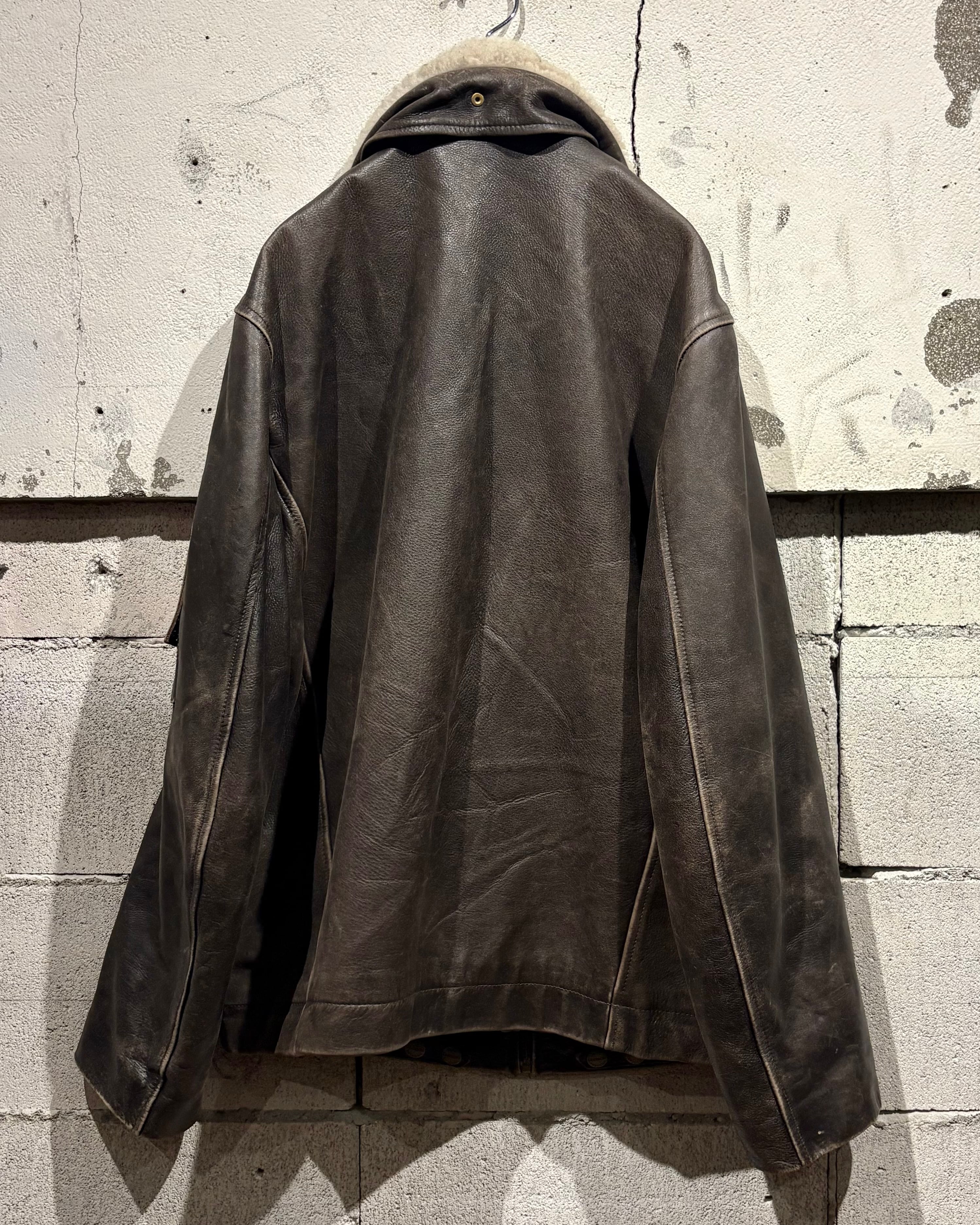 Caka otto】France Air Force Sampling Aged Leather Flight Jacket