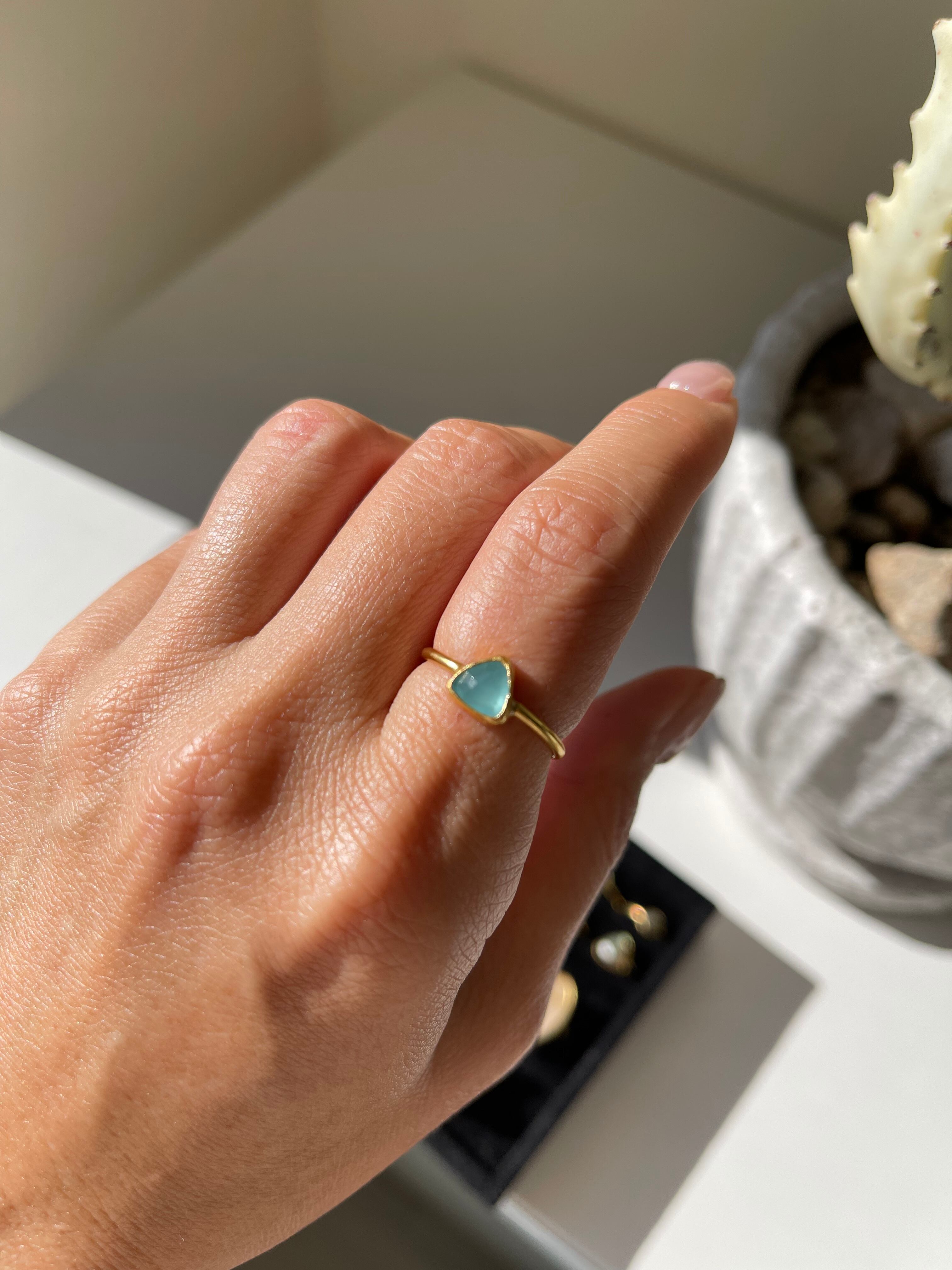 Chalcedony triangle ring/カルセドニートライアングルリング