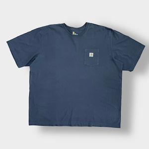 【Carhartt】4XL ビッグシルエット Tシャツ T-SHIRT ポケットTシャツ ポケT 半袖 ワンポイント カーハート グレー系 ゆるだぼ US古着