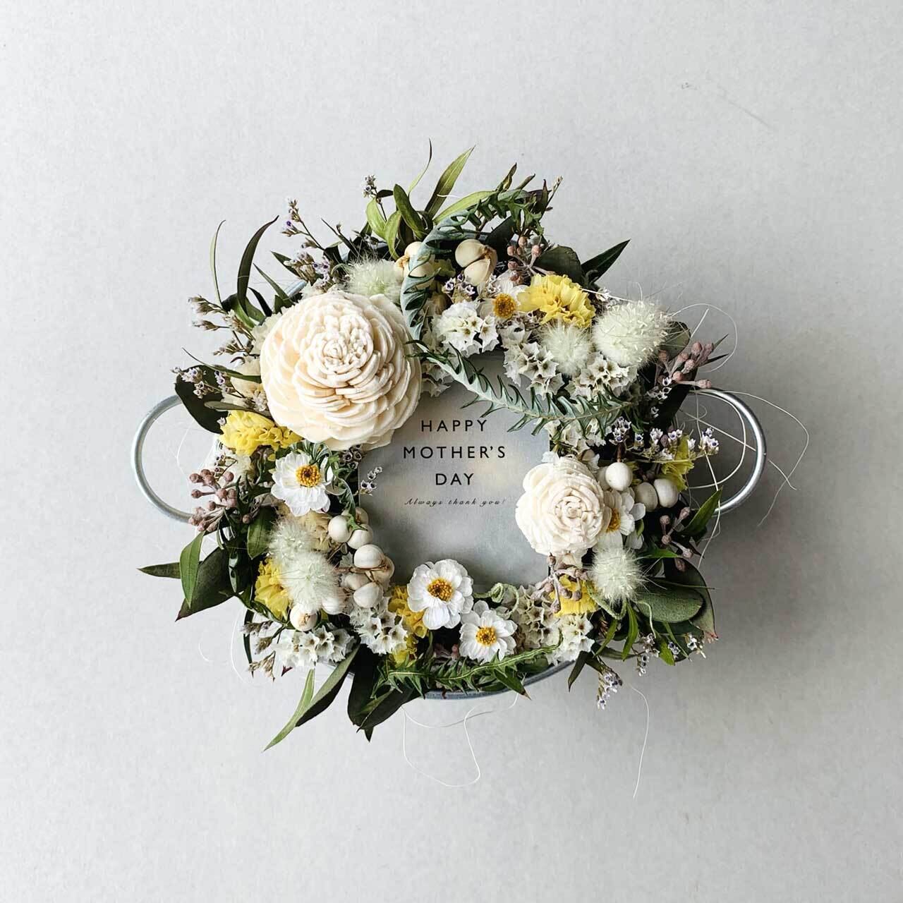 ラナンキュラスとストックのハーフリース | ドライフラワースワッグと