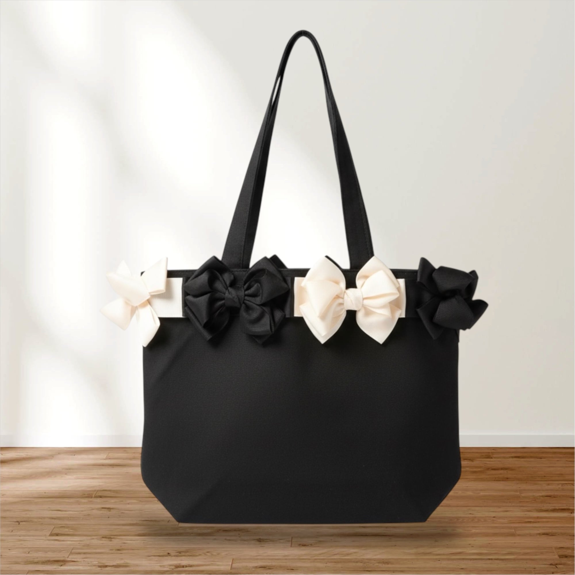 FINAL SALE★bg0204- 【肩かけできる】キャンバストートSワイド《ブーケライン》《グログラン・ツィストリボン》※