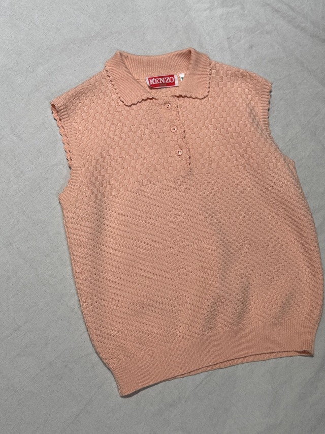 "KENZO" 1982 Cotton acrylic knit vest