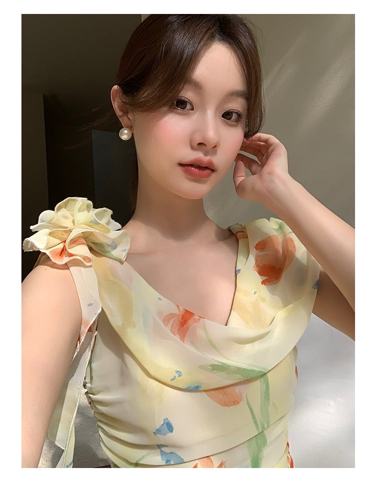 エレガント フラワー ワンピース ドレス | she is （シーイズ