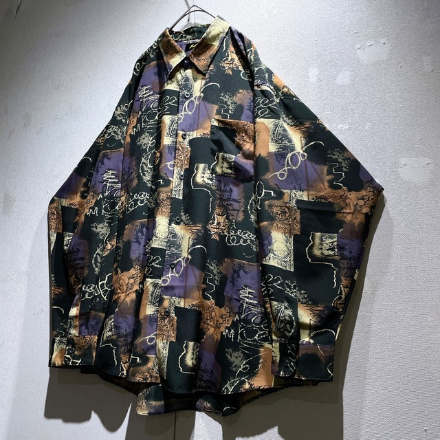 1990s Bewitching chaos pattern Design vintage drape loose shirt