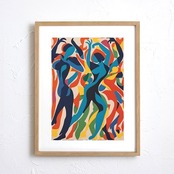Dance Hall｜カラフルな抽象ダンスアートポスター｜切り絵風シルエットで空間を華やかに｜モダンインテリアに映える一枚｜A4ポスター