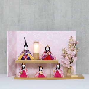 ピーカブーひな人形 ベーシックシリーズ 親王五人飾り 【結愛】 ひな人形|雛人形|木目込人形|筒形照明|和モダン