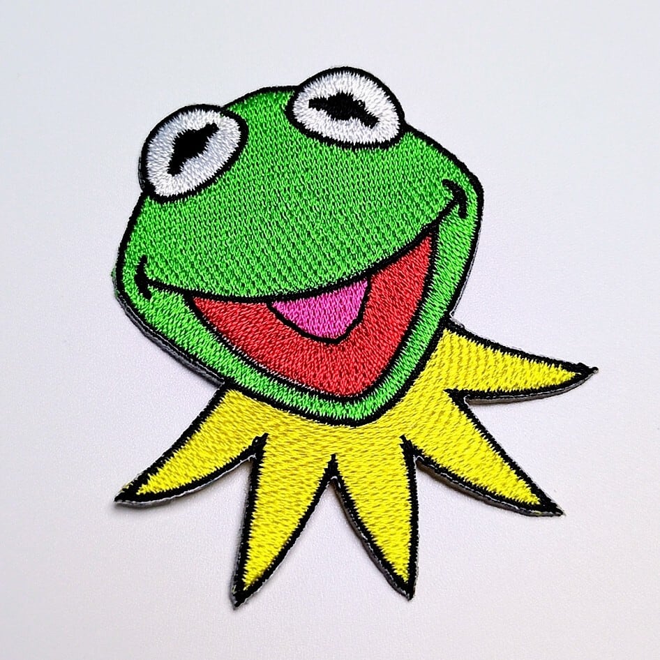 送料無料！ ★刺繍アイロンワッペン★【カーミット（Kermit the Frog）】Sesame Street / セサミストリート 〚アメリカン雑貨 アメトイ〛