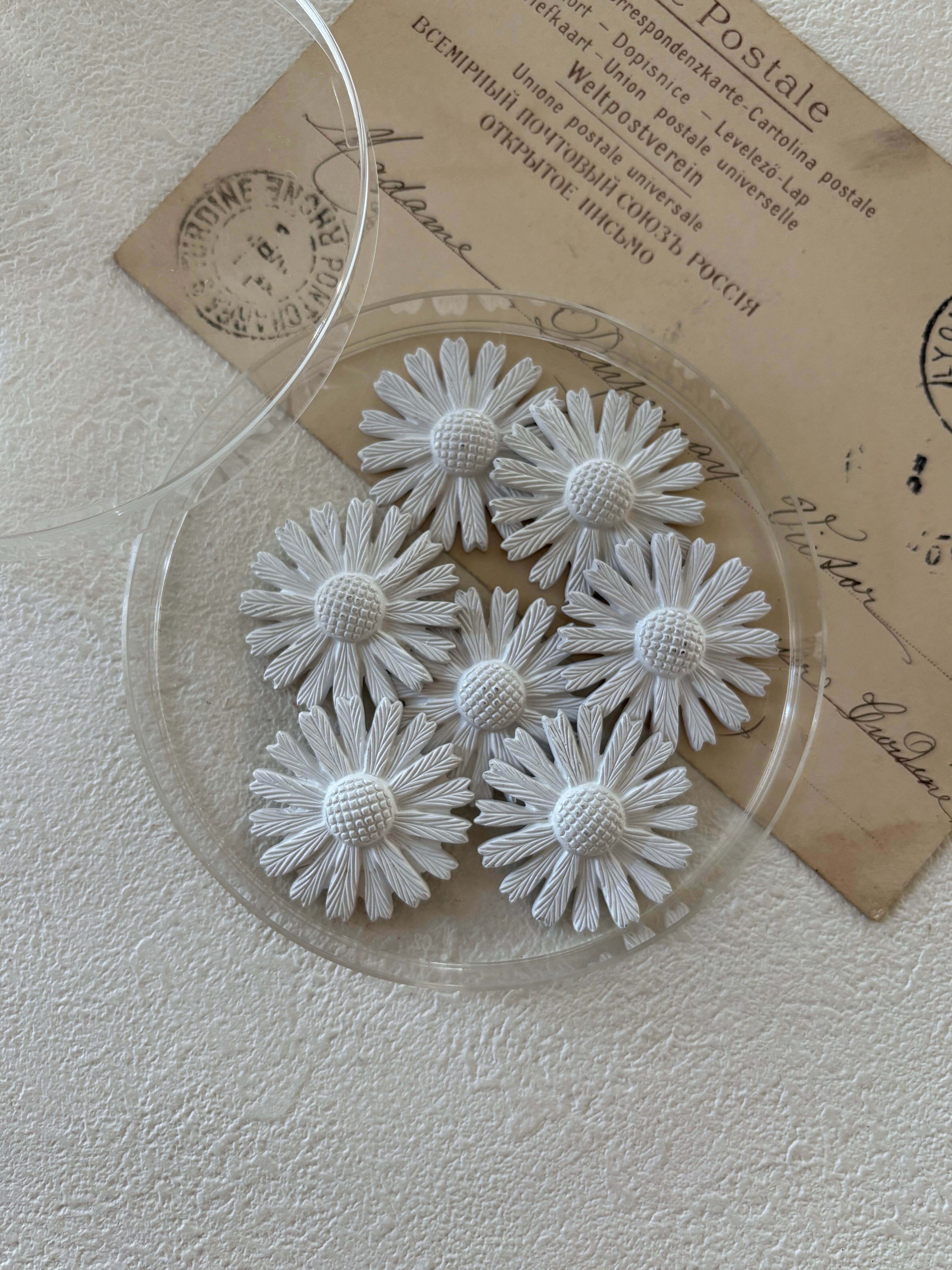 Japanese Vintage ヴィンテージパーツ デイジー ホワイト 28mm カルトナージュ アクセサリーパーツ デコレーション材