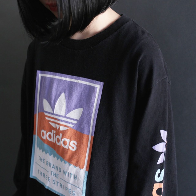 "adidas" sleeve and front print old l/s tee