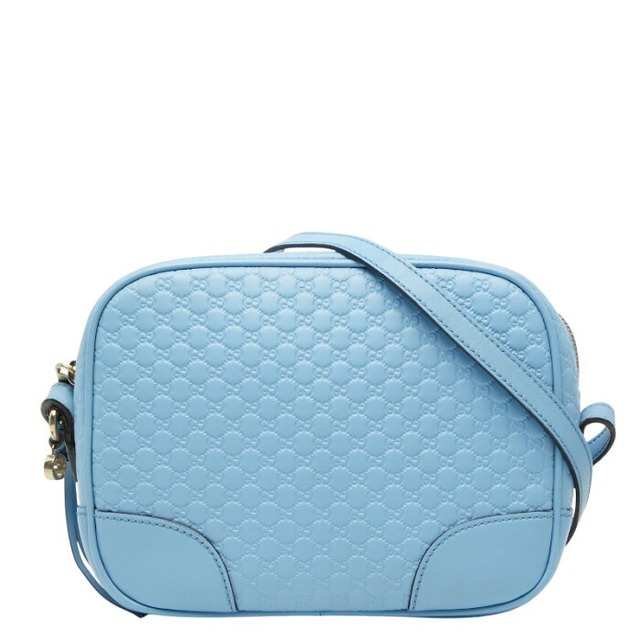 グッチ マイクログッチシマ 斜め掛け ショルダーバッグ 449413 ブルー レザー レディース GUCCI 【中古】