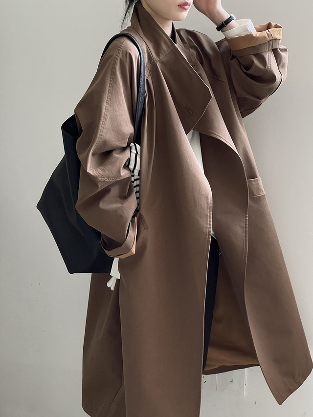 (2color)スタンドカラーワンボタンコート