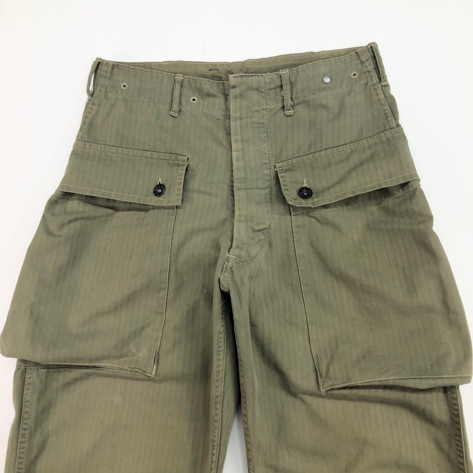 USMC 40年代 P-44 HBT モンキー パンツ カーゴパンツ 裾菊穴あり 実寸