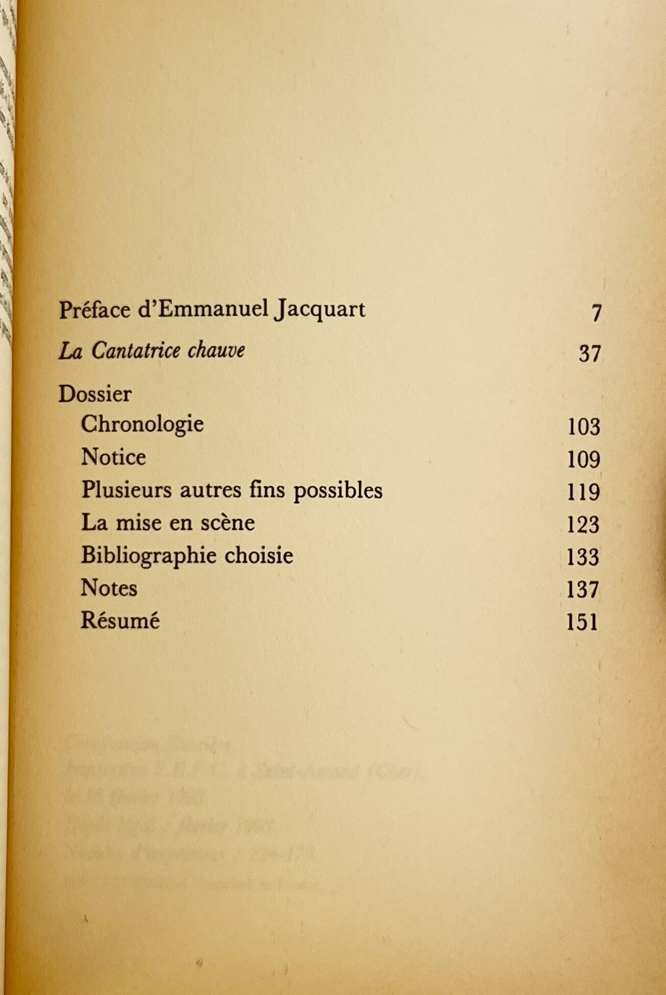 La Cantatrice chauve <Folio theatre> 禿の女歌手 / Eugene Ionesco ウジェーヌ・イヨネスコ / Gallimard