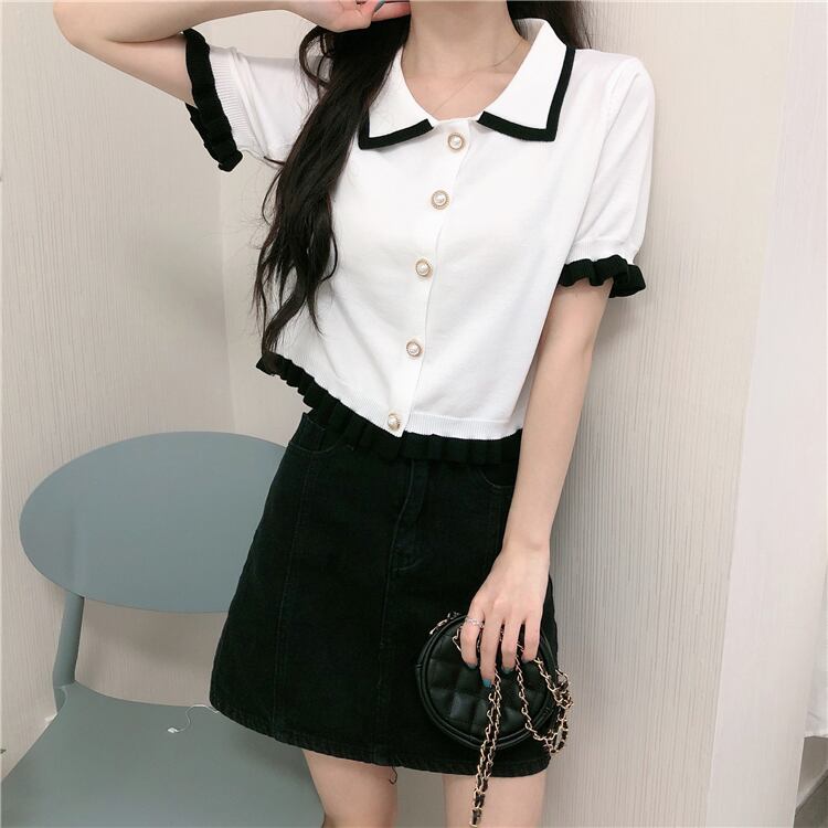 ドールカラー 半袖 Tシャツ レディース 夏 デザインセンス ニッチ