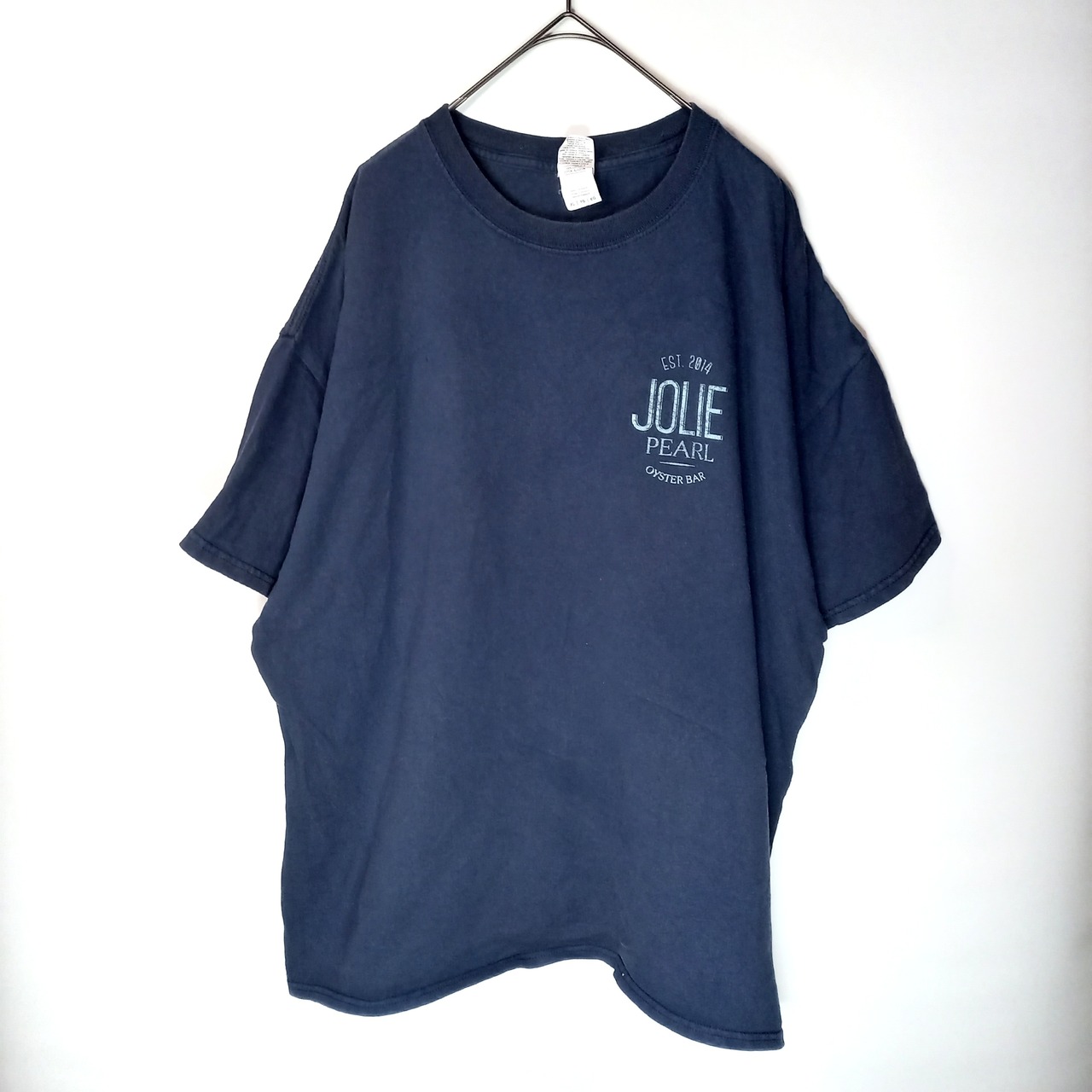 ギルダン　クルーネック　プリントT　オーバーサイズ　企業ロゴ　ネイビー　XL