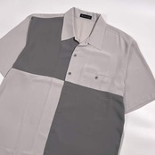 90s BLACK PIA ブラックピア クレイジーパターン 半袖 開襟シャツ サイズ L /グレー系 メンズ ビンテージ