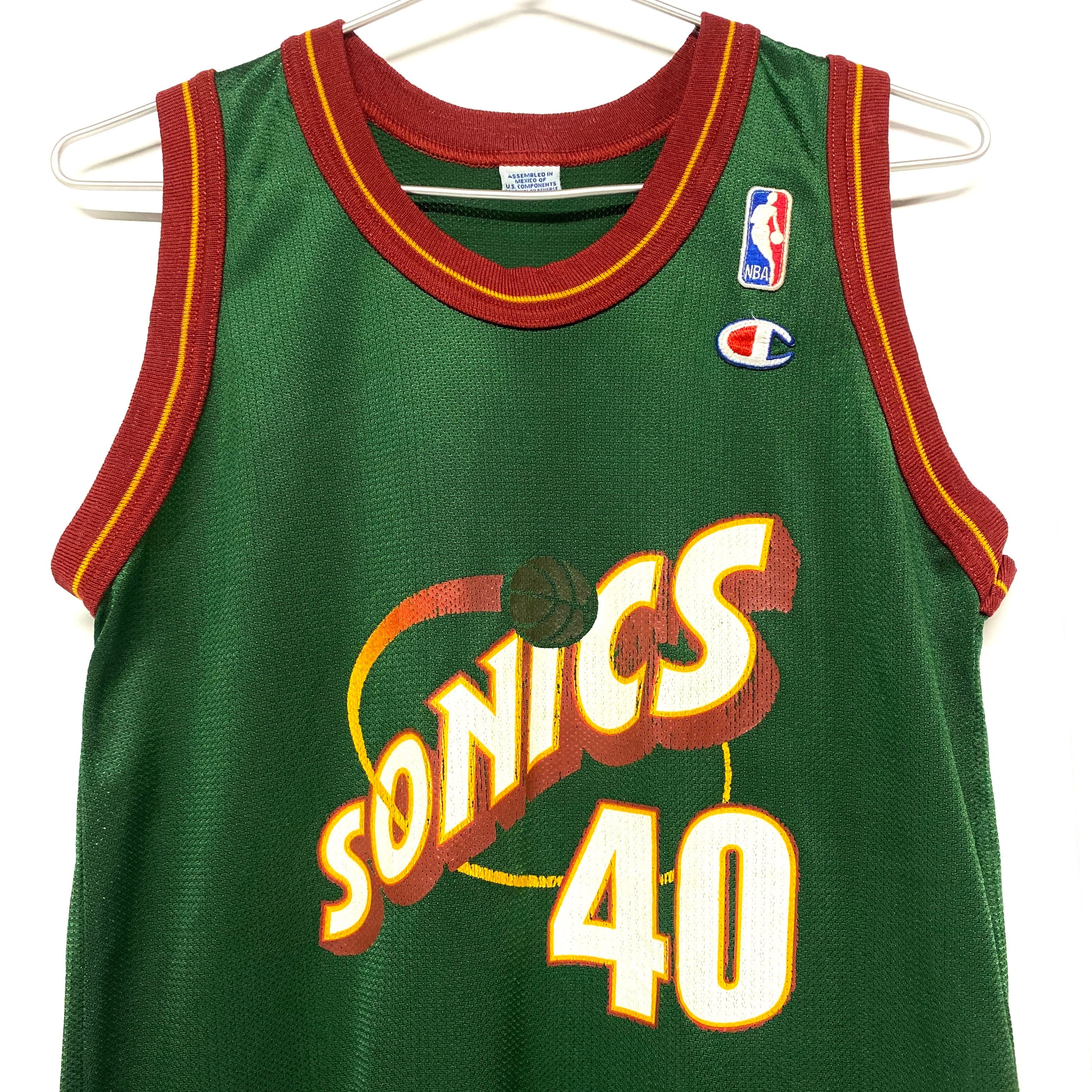 【キッズ】Champion チャンピオン NBA Seattle SuperSonics シアトル・スーパーソニックス　ショーン・ケンプ  レプリカユニフォーム ゲームシャツ 10-12歳位 145?相当 子供服 古着 【ゲームシャツ】 | cave 古着屋【公式】古着通販サイト