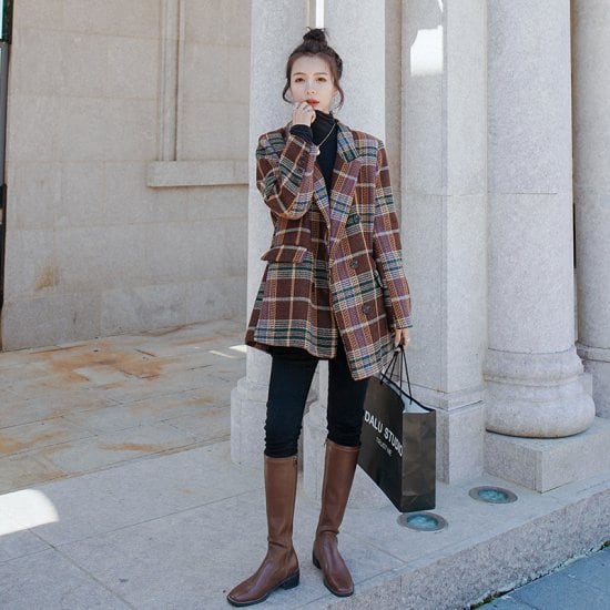 コート レディース チェック柄 ジャケット ダブルプレスト おしゃれ