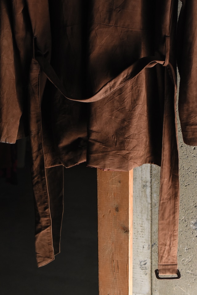 OK／80-90's "Ralph Lauren" nubuck leather harf coat