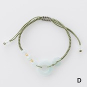 淡いグリーン色翡翠が綺麗！ hekiデザイン紐ブレスレット 白×緑 A貨翡翠 jd_br1083