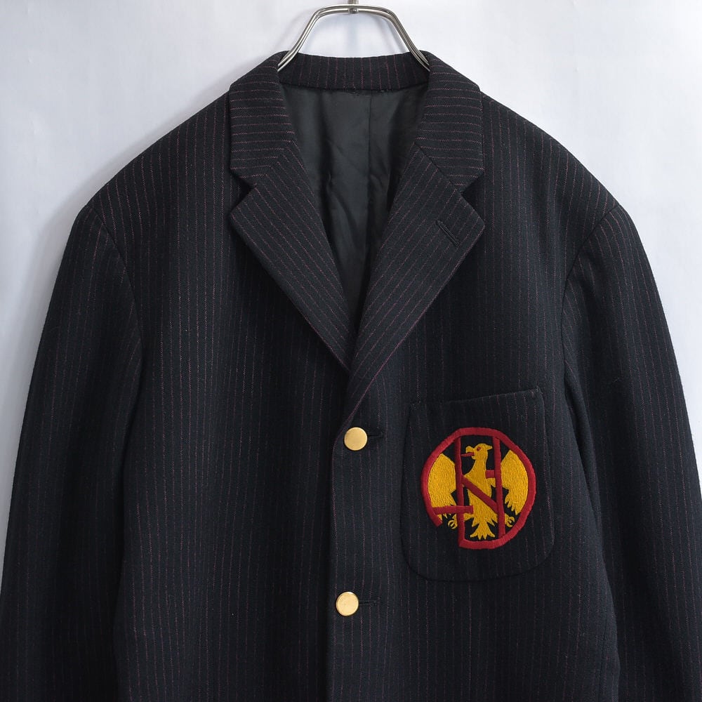 Vintage 金ボタン ワンポイント刺繍 シングル テーラードジャケット