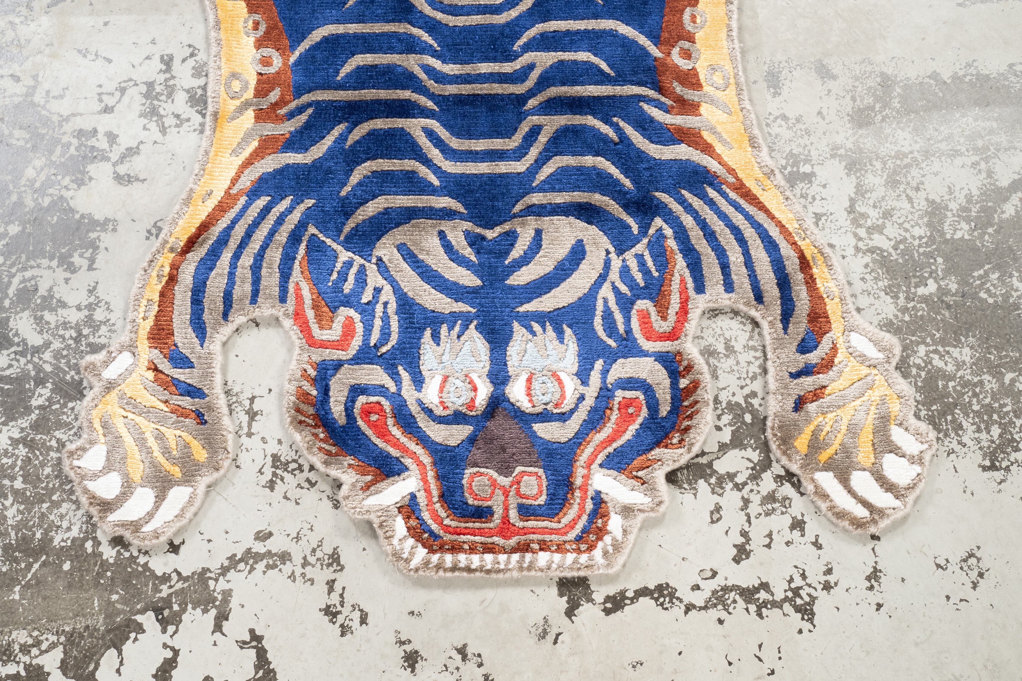 SLOWTIGER Sサイズ ラグ Tibetan Tiger Rug 《Sサイズ•シルク184》チベタンタイガーラグ