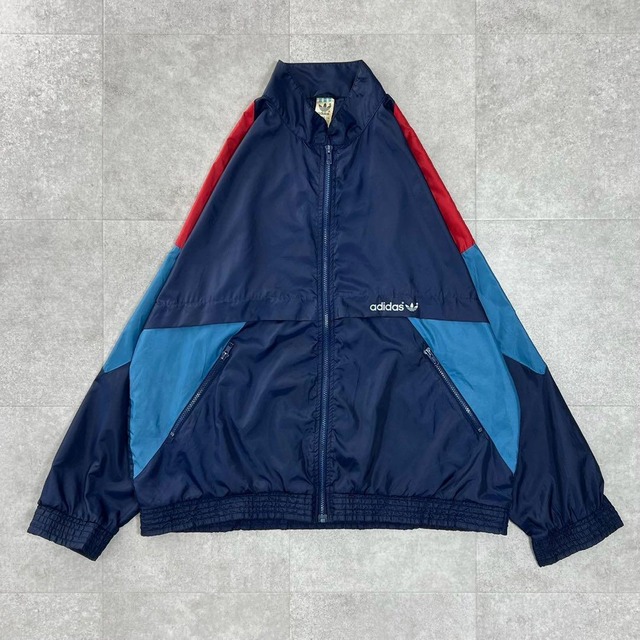 アディダス　adidas ナイロンジャケット　90s ビンテージ　古着　ネイビー