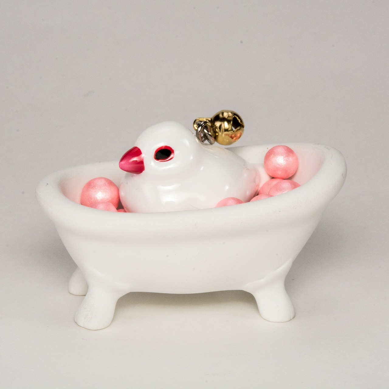 アロマ 幸せ 香る バスタイム アニマル 白文鳥 香り玉 インテリア 猫足 バスタブ 香る置物 PH-5001