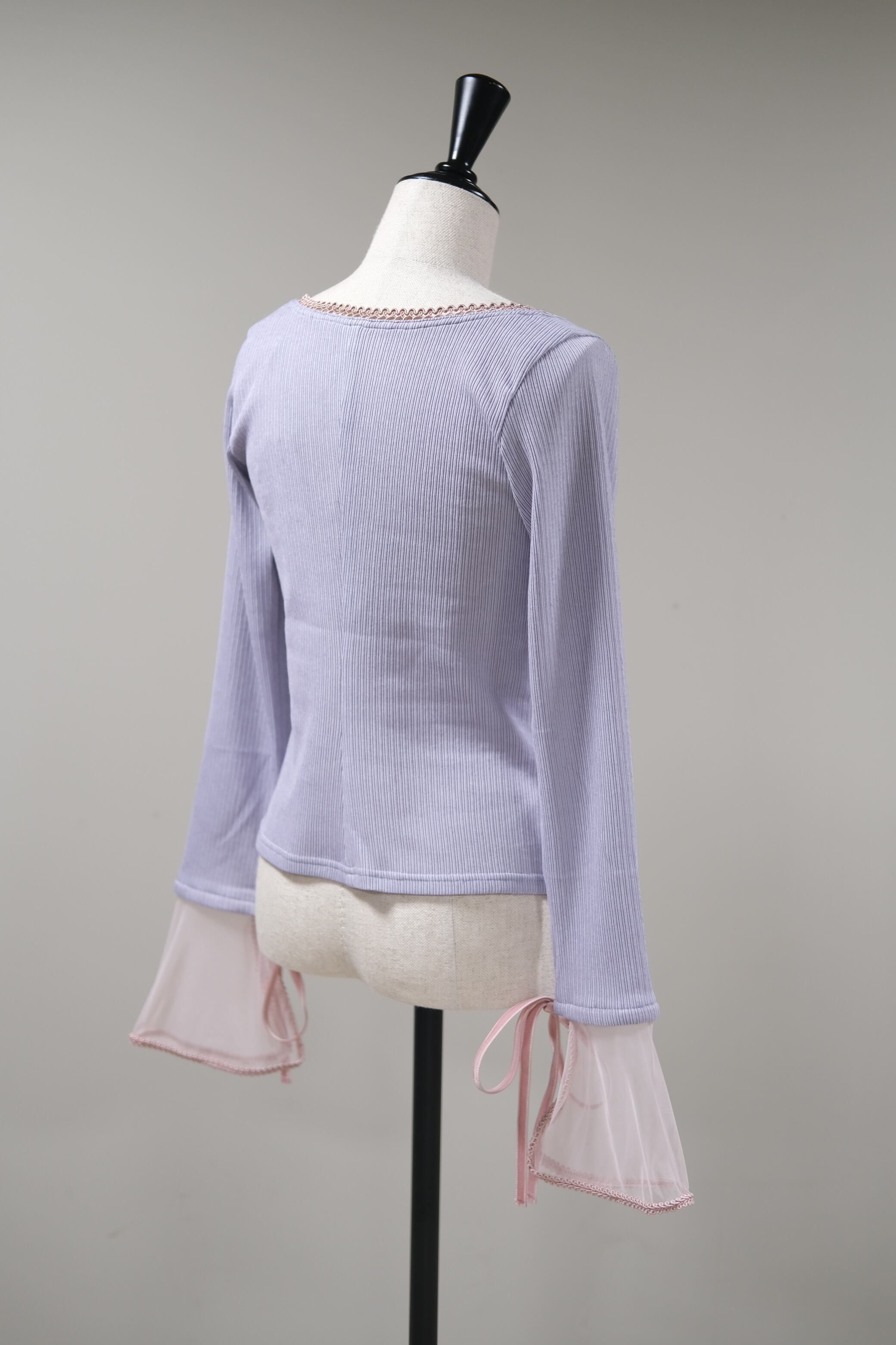 Tanaka Daisuke】sheer sleeve random rib cardigan - lavender - | loop