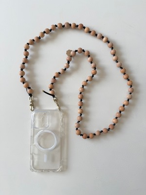 （Mサイズ14mm） ステッチ本革　WOOD BALL STRAP