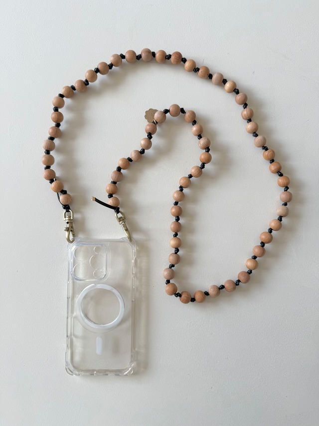 （Mサイズ14mm） ステッチ本革　WOOD BALL STRAP