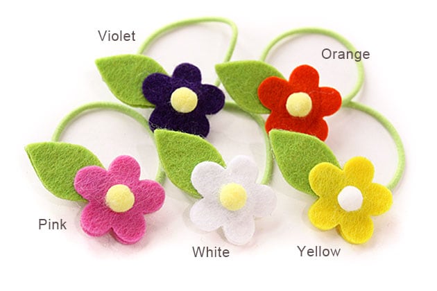 秋デザイン バラの花びら入り ぶどう色 肉球ヘアゴム革花ヘアゴム