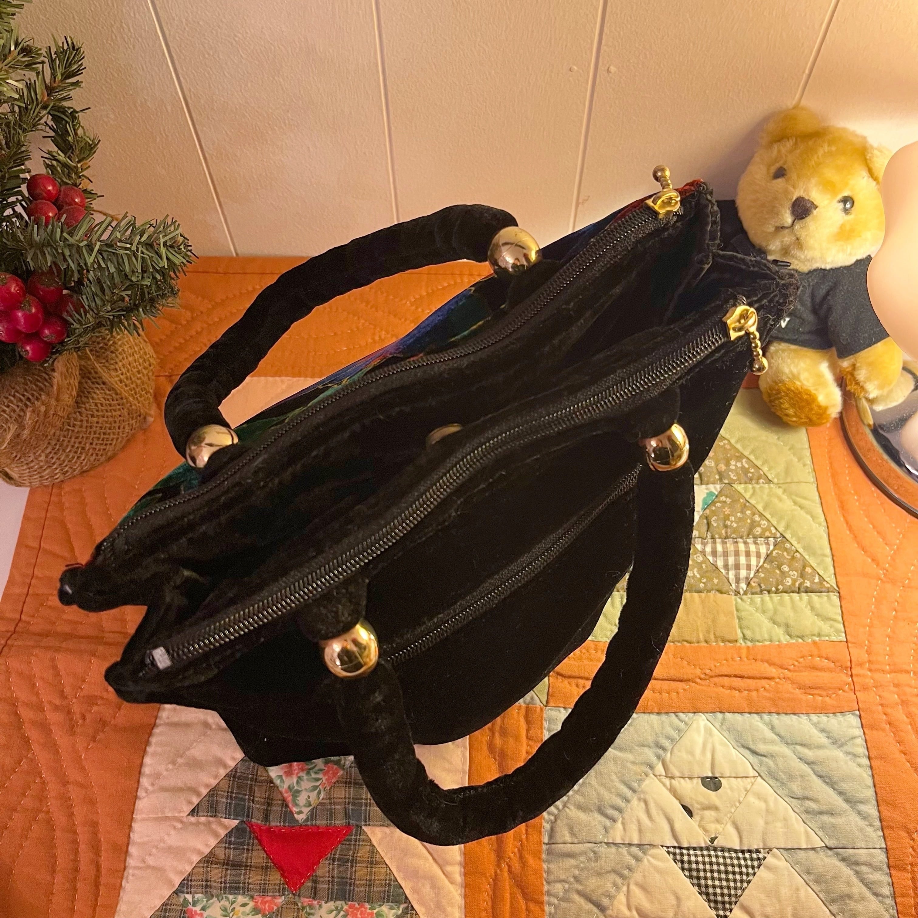 leaf velours square hand bag