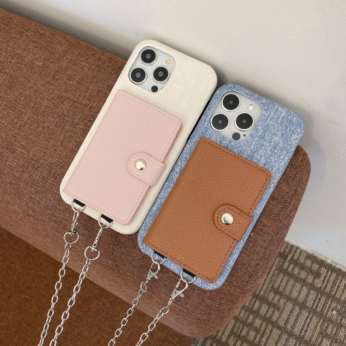 デニム柄 スマホショルダー iPhone 17 16 15 14 13 12 11 ケース 
