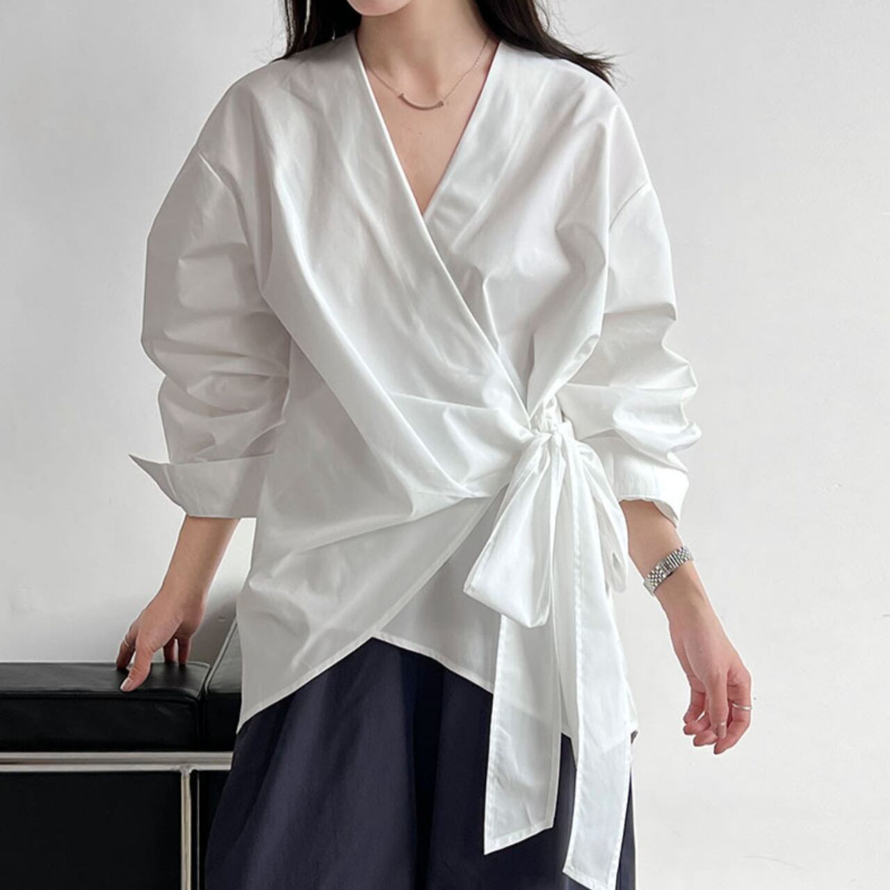 ウエストバインディングシャツ　a0448