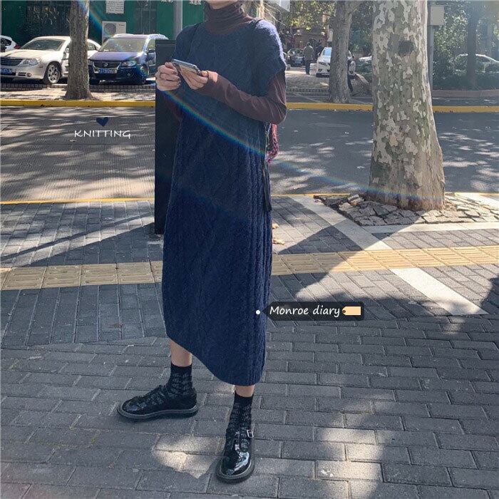 スタンダードニットドレス スプリングロングスカート セーター レトロ 春物 モンロー90417011829