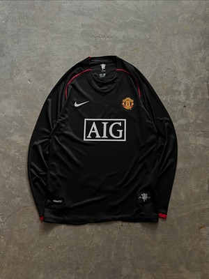 Manchester United アウェイ 長袖ユニフォーム AIG Nike XL 黒×赤