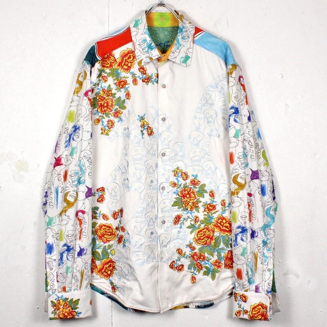 【Caka act2】“Robert Graham Limited Edition” Beautiful Artistic Embroidery × Print Design Vintage L/S Shirt